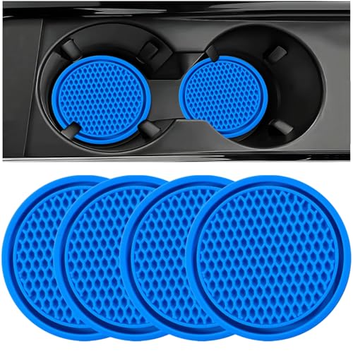 ZSDY Car Cup Coaster, 4PCS Universal Auto Non-Slip Cup Holder Embedded in Ornaments Silicone Coaster, Car Interior Accessories Sets, Blue - color: Blue