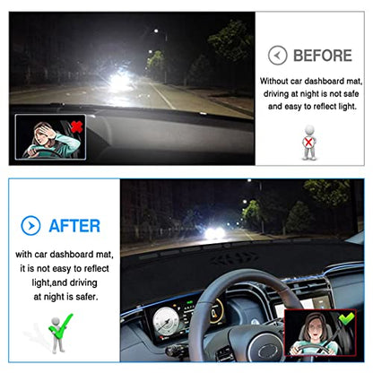 Autorder Dashboard Cover Mat for Hyundai Santa Cruz 2022 2023 2024 Accessories Dash Cover Flannel Dash Mat Sunshade Glare UV Rays Protector - size: 2022-2024 Hyundai Santa Cruz