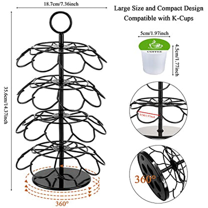 KIMIUP Coffee Pod Holder, K Cup Organizer Compatible with K-Cups(36 Pods), Kitchen Detachable Coffee Pod Organizer for Countertop, Spins 360-Degrees - color: Black