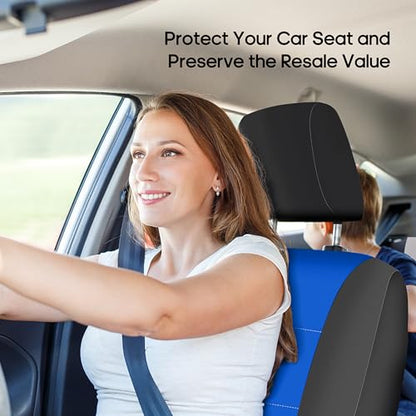FH Group Car Seat Covers Three-Row 7 Seater Neoprene Waterproof Car Full Set Seat Covers, Airbag Ready and Split - Fit Most Car, Truck, SUVs, & Vans (Blue/Black) - color: Blue, style: 3 Row 7 Seater