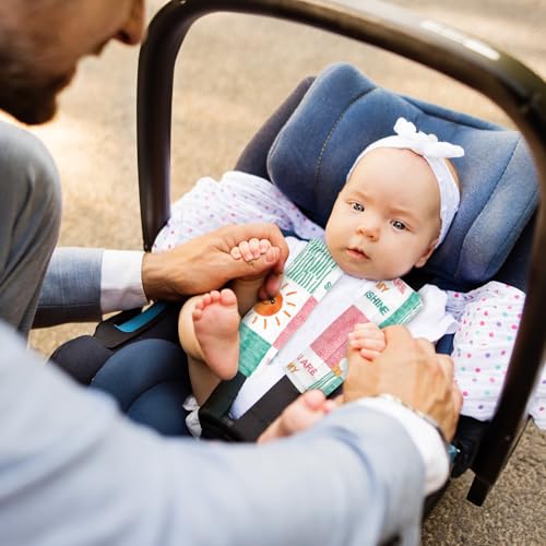 SWESEN Car Seat Strap Cover for Babies, Soft Car Seat Belt Covers, Mink Car Seat Strap Shoulder Pads Girls, Plaid & Sun - color: Sunshine