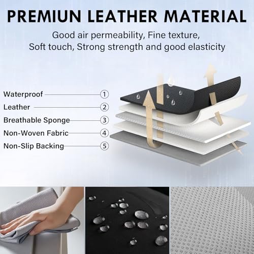 Coverado Car Seat Covers, Nappa Leather Waterproof Seat Cover, Car Seat Protector, Automotive Seat Covers Universal Fit for Most Cars, (Front, Black&Red Line)