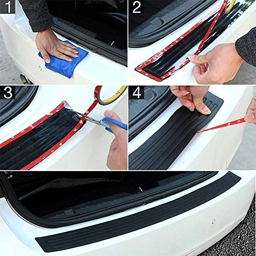 iJDMTOY Black Rubber Silicone Rear Trunk Edge Guard Scratch Protector Cover Mat w/Double-Sided Tape Compatible with Car Truck SUV, etc