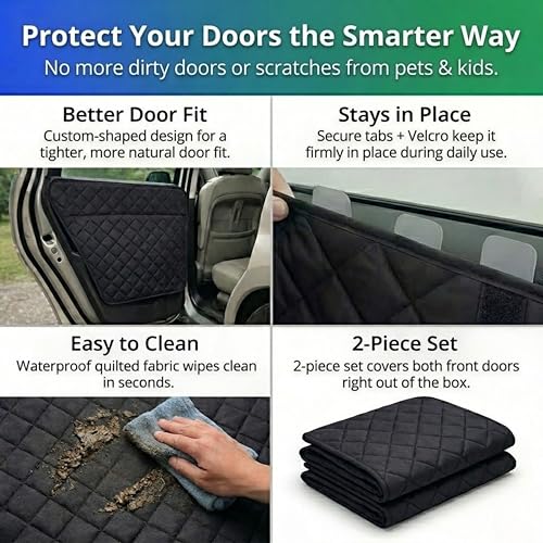 Dog Car Door Protector for Dogs 2 Pack, Waterproof Pet Car Door Cover, Scratch & Mud Protection for Cars SUVs Trucks
