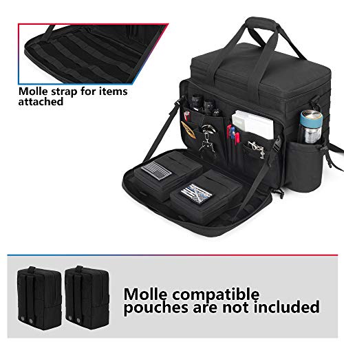 Trunab Patrol Bag Police Gear Car Front Seat Organizer for Law Enforcement Military Duty Bag with 15.6” Laptop Sleeve, Cups Holder, MOLLE Strips, Fits Vehicle Passenger Seat