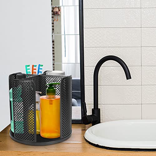 Cup and Lid Organizer Cup Dispenser Coffee Cup Organizer Paper Cup Holder Rotating for Bathroom, Restaurant, Break Room, Coffee Station, Bar, Buffet, Kitchen Cabinet, Countertop,4 Compartment - color: Black