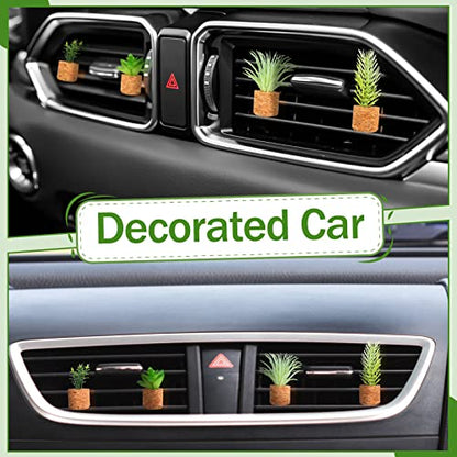 4 Pcs Succulent Air Vent Clip Car Accessories Cute Plant Green Decoration Boho Car Accessories Gift Air Freshener for Women Girl Man Father Mini Artificial Plant for Interior Clips Diffuser