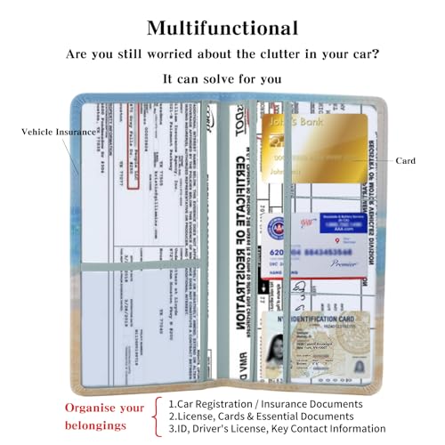 Leather Car Registration and Insurance Card Holder, Car Document Holder for Cards License with Magnetic Shut(Blue) - color: Blue