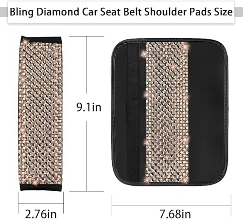 NBTEPEM 2 Pack Bling Car Seat Belt Covers, Diamond Seatbelt Shoulder Protection, Rhinestones Seat Belt Strap Cover Shoulder Pad, Universal Bling Car Interior Accessories (Champagne) - color: Champagne