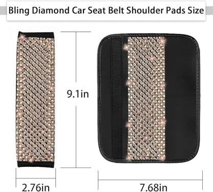 NBTEPEM 2 Pack Bling Car Seat Belt Covers, Diamond Seatbelt Shoulder Protection, Rhinestones Seat Belt Strap Cover Shoulder Pad, Universal Bling Car Interior Accessories (Champagne) - color: Champagne