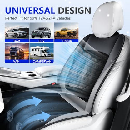FLORICH Cooling Car Seat Cover, Ventilated Seat Cushion Cooling Car Seat Pad for Summer Driving with 2 Powerful Turbo Fans Universal Fit for Car SUV Truck Van-Grey - color: Grey