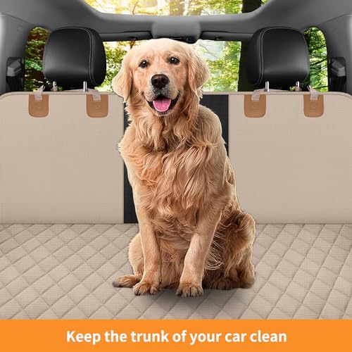 GXT Dog Back Seat Cover Protector for Cars SUV and Trucks with Mesh Window, Scratchproof Nonslip and Waterproof Material - color: Dark Khaki, style: Seat Cover Only