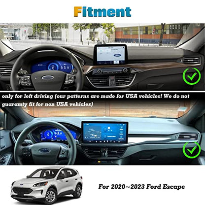 x xotic tech Center Console Dashboard Mat Pre-Cut Non-Slip Sunshield Sun Glare Protector Dash Carpet Pad Black Cover Compatible with Ford Escape 2020 2021 2022 2023 2024 2025 2026 - color: Compatible with Escape 2020-2026