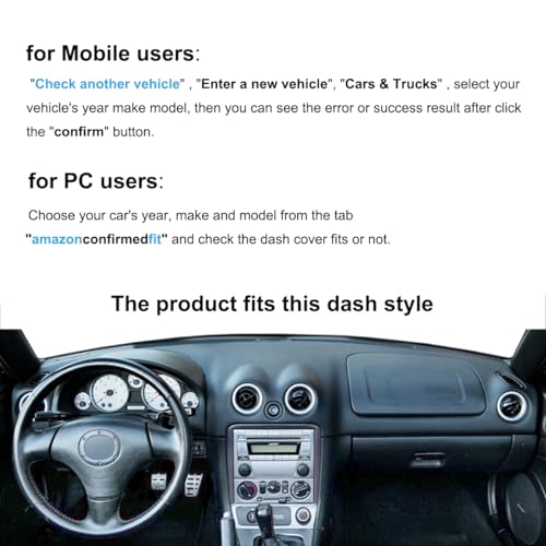 Dash Cover Mat Custom Fit for Mazda Miata Dashboard Pad Cap Carpet Protector K332 (Dark Gray) - color: Dark Gray