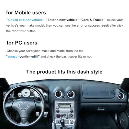 Dash Cover Mat Custom Fit for Mazda Miata Dashboard Pad Cap Carpet Protector K332 (Dark Gray) - color: Dark Gray