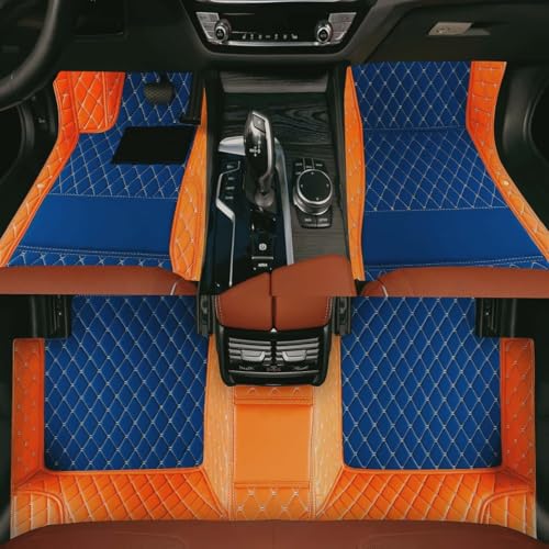 Custom Car Floor Mats Suitable for Cars, SUVs, Sports Cars, Trucks, car mats All-Weather Personalized, Fully Cover Luxury car Foot mats, Non-Slip Floor mats. (Orange and Blue) - color: Orange and Blue