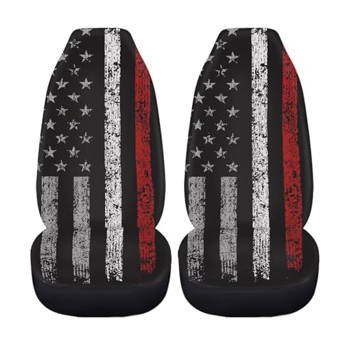 American Flad Print Automotive Seat Cover Red Car Front Seat Cover for Patriotic 4th of July Car Seat Cushion Protector Easy to Install Clean - color: American Flad Red
