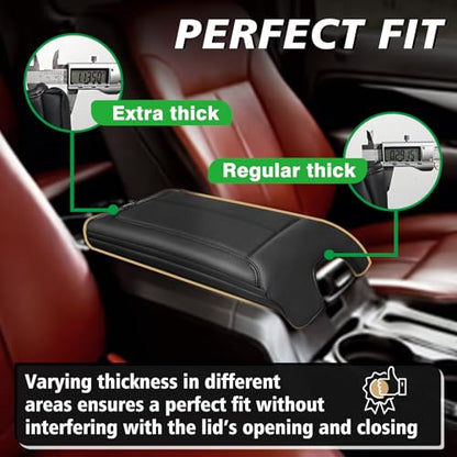 Center Console Armrest Cover Fit for Ford F-150 F150 2009-2014 Accessories, Comfort Armrest Pad Console Lid Cushion Vegan Leather 1-Inch Extra Thick(Bucket Seat ONLY) - size: 2) 09-14 |F150| Bucket Seat, +Thick