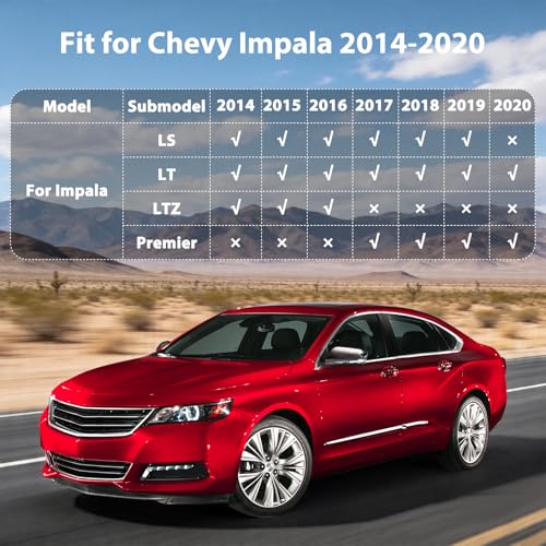 Floor Mats & Cargo Liner for Chevy Impala 2020 2019 2018 2017 2016 2015 2014, All Weather TPE Floor Liners Custom Fit Impala Heavy Duty Car Mats 1st & 2nd Row & Trunk Mat Accessories Black - style: 28) For Chevy Impala | 2014-2020 | Combo Set