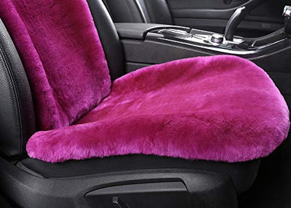 OGLAND Fluffy Fuzzy Sheepskin Car Seat Covers for Universal Soft Cozy Fuzzy Auto Wool Seat Cushion Accessories Automobiles(3 Pack Front, Magenta) - color: Magenta