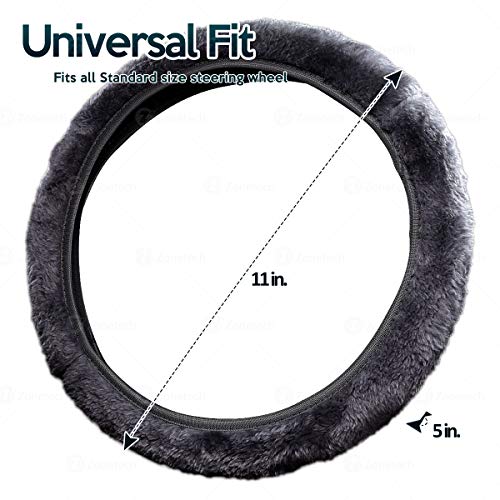 ZONETECH Car Steering Wheel Cover–Classic Grey Anti-Slip Comfortable Winter Warm Stretch On Steering Wheel Cover Car Wheel Protector