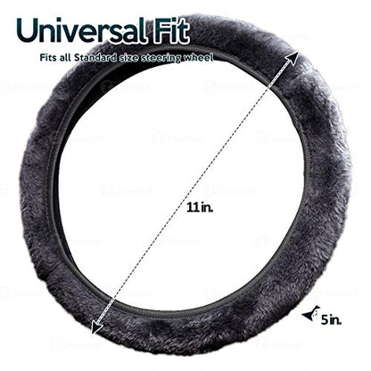 ZONETECH Car Steering Wheel Cover–Classic Grey Anti-Slip Comfortable Winter Warm Stretch On Steering Wheel Cover Car Wheel Protector
