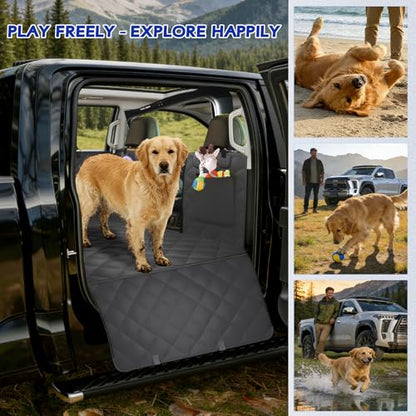 Truck Dog Seat Cover Back Seat, Hard Bottom Dog Hammock for Car, Waterproof XL Large Soft Pet Extender Travel Bed Supports 400lbs, Durable Platform Protector Full Size Crew Cab Rear Seat