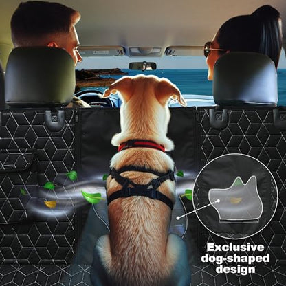 4 in 1 Dog Car Seat Cover for Back Seat, Durable 600D Dog Hammock with Mesh Window & Side Flaps, Pet Car Seat Protector for Cars, SUVs 52"