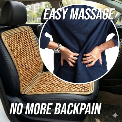 Wooden Beaded Car Seat Cover, Cooling Car Seat Cover Natural Double Strung, Massage Cushion Comfortable Beaded Seat Covers for Cars, Home and Office Car Seat Beads for Driving - size: 1-Pack