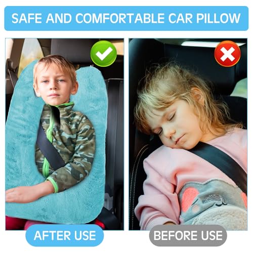 Barydat 2 Pcs Car Travel Pillow for the Back Seat 28 x 18 in Sleeping Reading Pillows for Distance Travel Car Cushion for Kids Adults Head and Body Support U Shaped Pad (Blue, Green) - color: Blue, Green