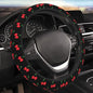 Red Cherry Cherries Leaves Leaf Car Steering Wheel Cover,Non-Slip Elastic Neoprene-Sweat Car Accessories,Universal 15 Inch Fit Auto, Vans Trucks,Suvs, Truck - color: Cherry