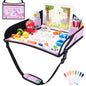 COOLBEBE Kids Travel Tray for Toddler Car Seat, Travel Tray for Airplane, Toddler Car Seat Lap Tray, Carseat Table Tray for Kids Travel Activities (Pink Alpaca) - color: Pink Alpaca