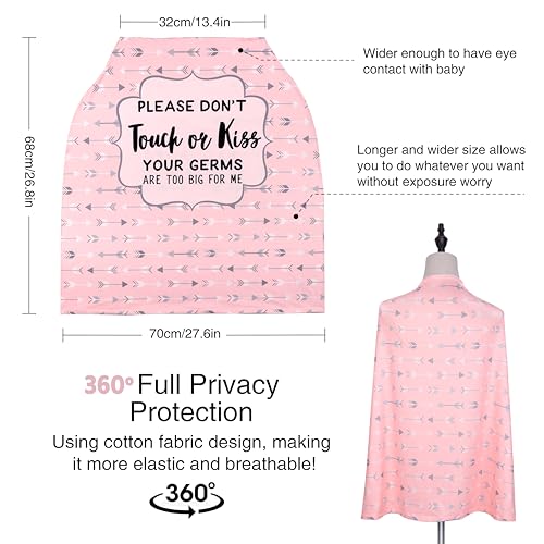 Metplus Car Seat Cover Baby Girl, No Touch Sign Carseat Canopy, Nursing Breastfeeding Covers, Stretchy Universal Fit, Multi-Use for Stroller/Shopping Cart/High Chair, Baby Shower Gift - color: Pink Arrowhead
