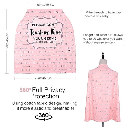 Metplus Car Seat Cover Baby Girl, No Touch Sign Carseat Canopy, Nursing Breastfeeding Covers, Stretchy Universal Fit, Multi-Use for Stroller/Shopping Cart/High Chair, Baby Shower Gift - color: Pink Arrowhead