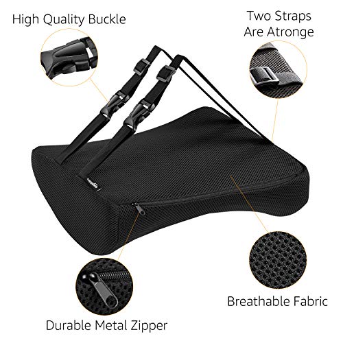 Amazon Basics Rectangular Memory Foam Back Support Cushion for Office Chairs, Non-Slip Base for Long Sitting, Black - size: Back Support Cushion, style: Memory Foam