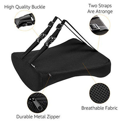 Amazon Basics Rectangular Memory Foam Back Support Cushion for Office Chairs, Non-Slip Base for Long Sitting, Black - size: Back Support Cushion, style: Memory Foam