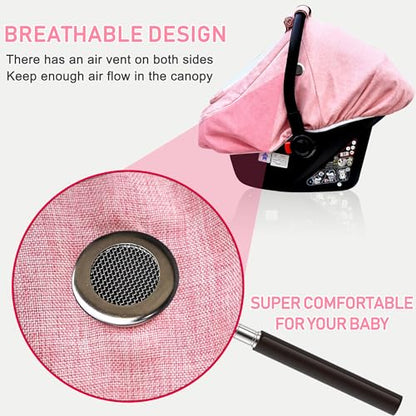 Waterproof Baby Car Seat Cover，YVMVDV Patented Pink Cold Weather Carseat Cover for Babies,Infant Car Seat Cover Canopy for Girls, Windproof Car Seat Canopy for Girls, Keeps Babies Warm and Cozy - color: Thick-Pink