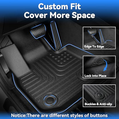 Hutisya-Floor Mats & Cargo Liner Set Fit for 2018-2025 Audi Q5/SQ5 (Not for Q5 PHEV) (Include Sportback) All Weather Protection Anti-Slip & Durable TPE Full Set Liners Automotive Accessories-Black - style: 2)For Q5 2018-2025 Full Set
