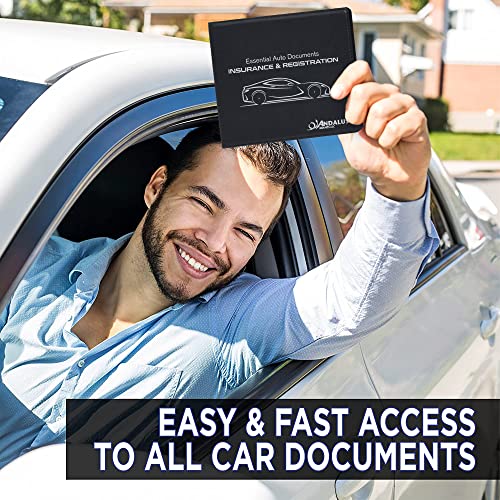 Andalus Auto Registration & Insurance Card Holder Pack of 3, Waterproof Essential Car Registration Holder with Hook & Loop Closure, Perfect for Every Vehicles Glove Boxes (Black - 5.1" X 4.6") - color: Black 3-Pack