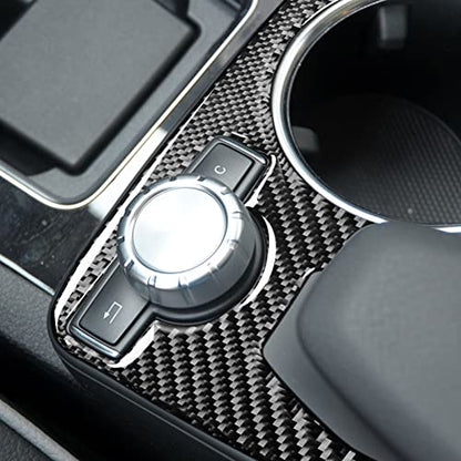 for Mercedes-Benz C Class W204 C180 C200 C300 C250 C63 AMG 2007-2014 Real Soft Carbon Fiber Central Console Armrest Cup Holder Panel Frame Guard Cover Sticker Car Interior Accessories - color: Cup Holder B