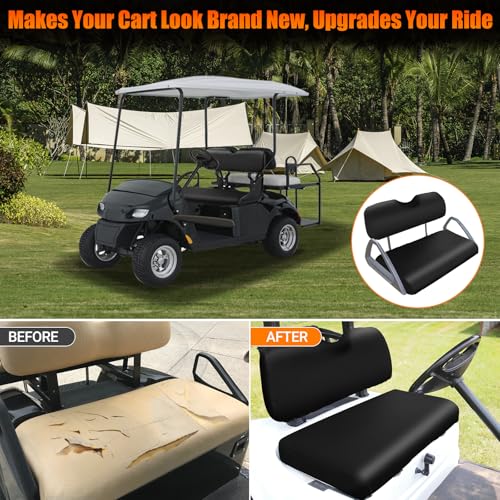 Golf Cart Front Seat Covers Staple On Replacement for EZGO TXT 1995-2013 Golf Cart Black Micro Fiber Leather Seat Cover - color: Black, size: EZGO TXT 1995-2013