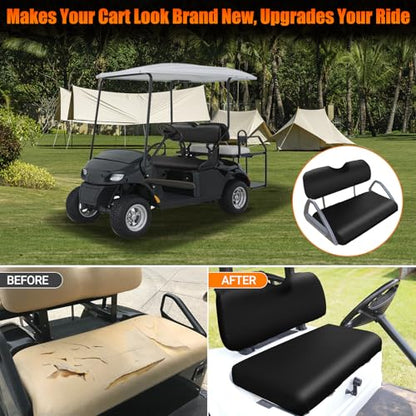Golf Cart Front Seat Covers Staple On Replacement for EZGO TXT 1995-2013 Golf Cart Black Micro Fiber Leather Seat Cover - color: Black, size: EZGO TXT 1995-2013