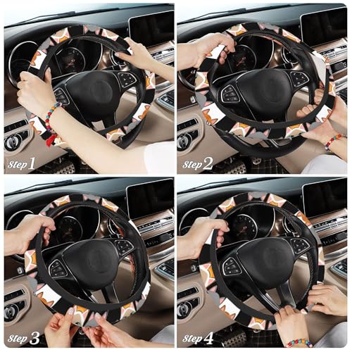 Cartoon Lovely Cats Steering Wheel Covers Universal 15 Inch Car Wheel Cover,Anti-Slip Breathable Car Accessories Protector Fit for Trucks,Sedans,SUVs,Vans - color: Cartoon Lovely Cats