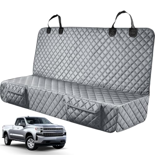 Dog Car Seat Covers for Truck Ford F150/Chevrolet Silverado 1500/Ram 1500/GMC Sierra 1500, Waterproof Pet Back Seat Cover for Trucks, Scratchproof Nonslip Durable Rear Seat Cover for Dogs - color: gray - 60"W, size: L