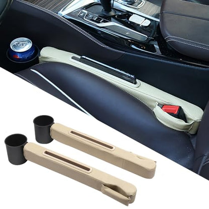 2 Pack Car Seat Gap Filler with Storage Box,Fill the Gap Between Seat and Console,Car Console Gap Filler,Prevent Things from Dropping,Convenient to Storage Keys and Phone(Beige) - color: Beige2