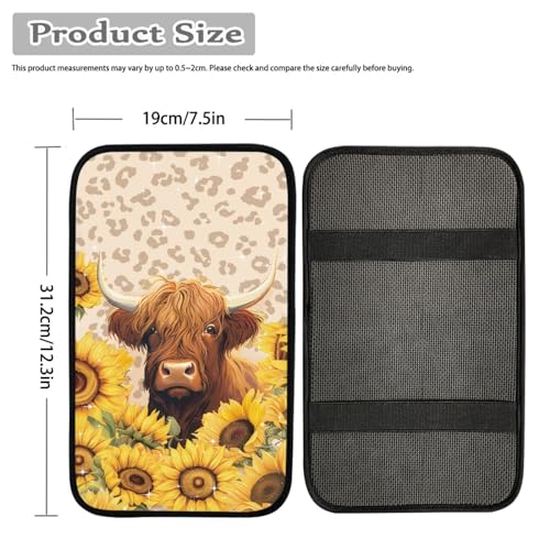 UNICEU Sunflower Animal Yak Print Car Center Console Armrest Cushion Pad Auto Interior Accessories Neoprene Soft Armrest Protector Pad Anti Slip Cover - color: Sunflower Yak