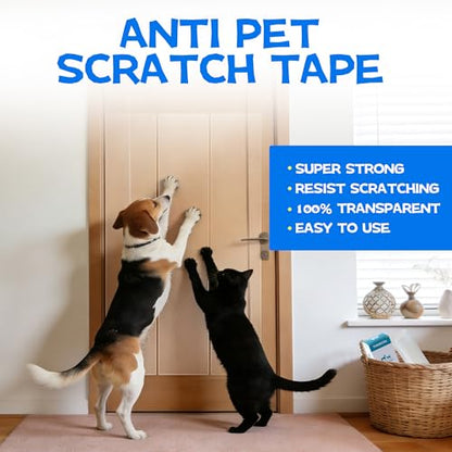 Door Protector from Dog Scratching, 51.2" x 8.2" Cat Scratch Door Frame,Adhesive Protector for Dogs, Anti Dog Scratch Door Guard Clear【3 Pack 】