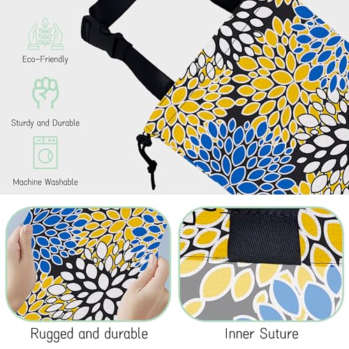 Chrysanthemum Car Trash Bag,Aster Flowers Hanging Drawstring Car Garbage Bag,Waterproof Canvas Car Back Seat Organizer with Adjustable Buckle,for Vehicles,SUVs,Camping,Road Trips - color: Chrysanthemum