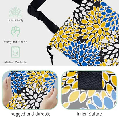 Chrysanthemum Car Trash Bag,Aster Flowers Hanging Drawstring Car Garbage Bag,Waterproof Canvas Car Back Seat Organizer with Adjustable Buckle,for Vehicles,SUVs,Camping,Road Trips - color: Chrysanthemum