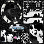 JINGSEN11 Pieces Fluffy Car Accessories Set,Fluffy Cow Print Plush Steering Wheel Covers for Women Soft Fleece Handbrake Cover Shift Cover Car Trim Warm Non-Slip (Black) - size: black